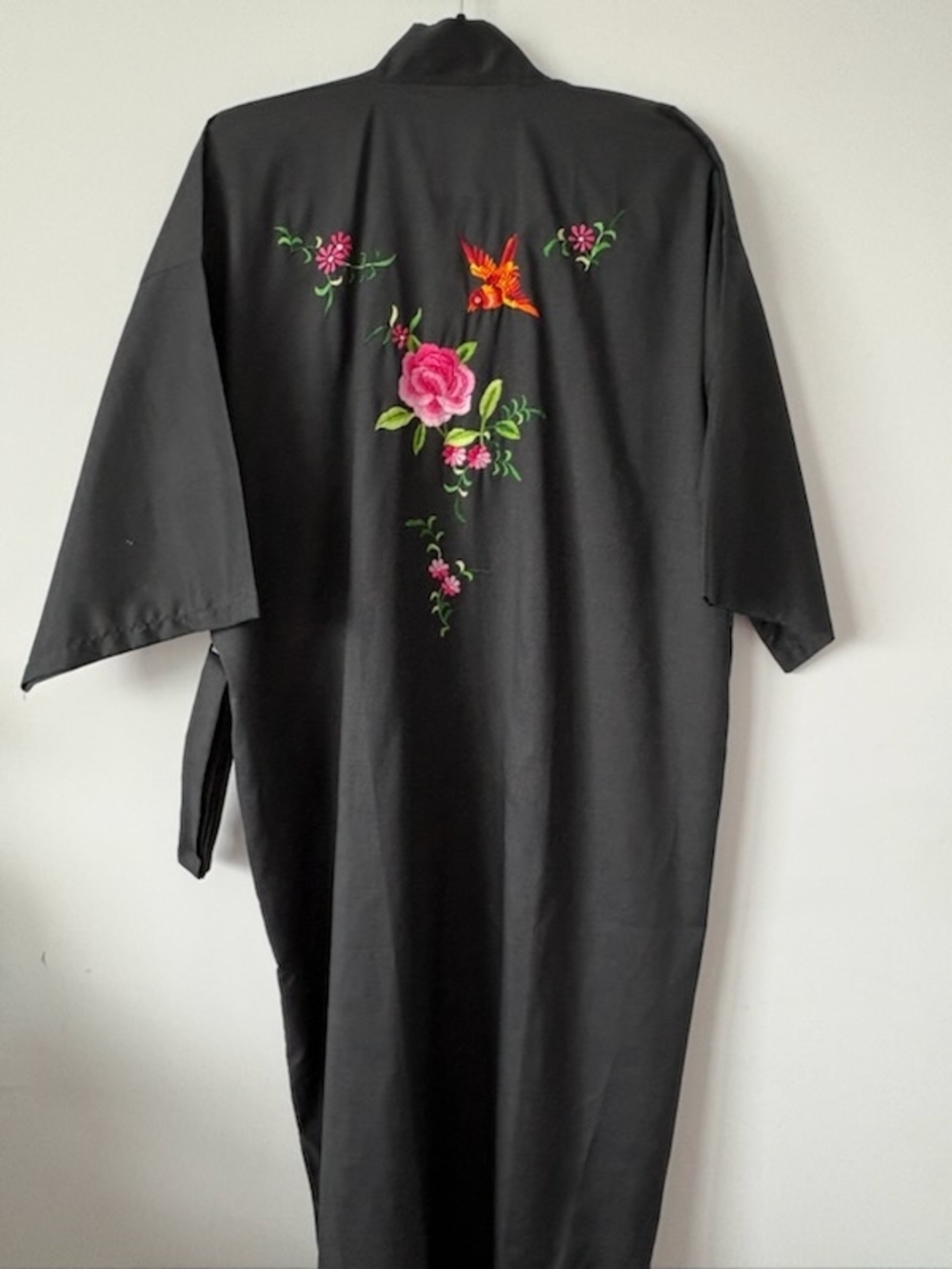 Black Embroidered Floral Silver Likr with Bird